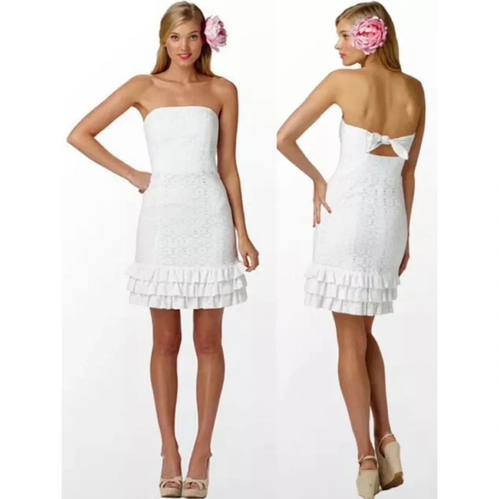 EUC Lilly Pulitzer Resort White Franco Strapless Empire Waist Dress - Picture 4 of 17